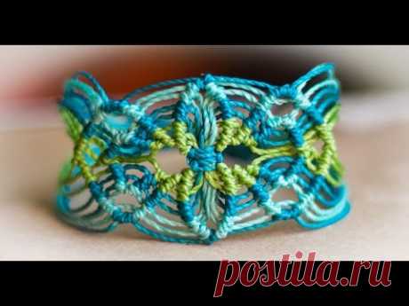 tutorial pulsera macramé cavandoli flor  (pulseras de hilo )