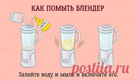 Отличный кухонный лайфхак - как быстро и легко помыть блендер.