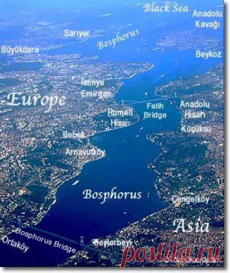 Map of the Bosphorus, Istanbul, Turkey  |  Найдено на сайте turkeytravelplanner.com.