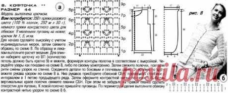 Розовая кофточка. Связано крючком