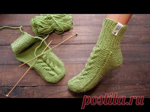 Бесшовные носки спицами – пятка треугольник 🦚 Seamless Knitted Socks - Triangle Heel