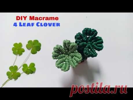 DIY Macrame 4 Leaf Clover - Tutorial Tali Kur Daun Kelopak 4 - YouTube
