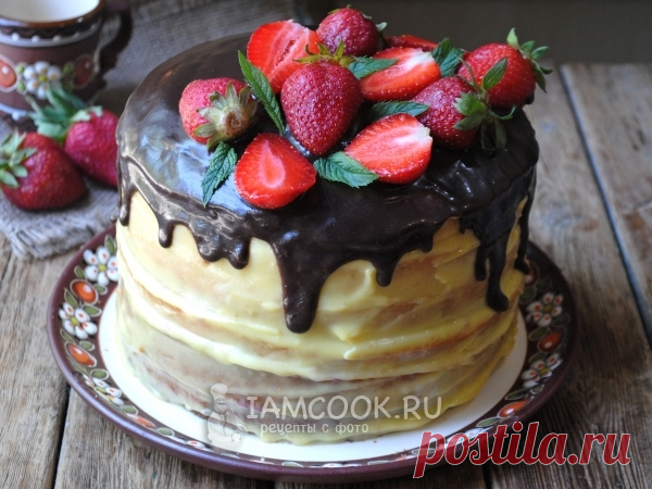 Торт с клубникой и заварным кремом