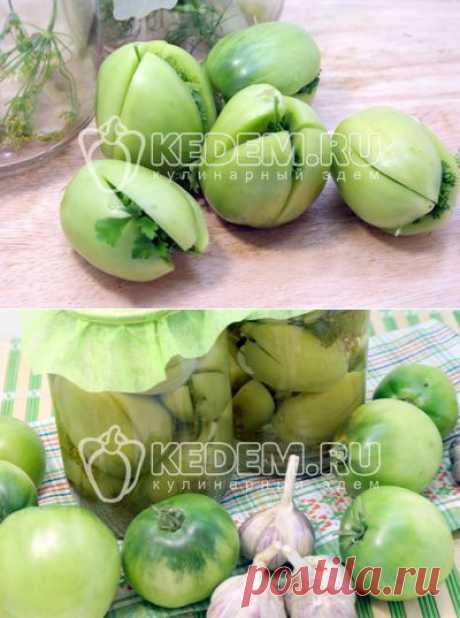 Зеленые помидоры с чесноком и зеленью - Заготовки. Маринование