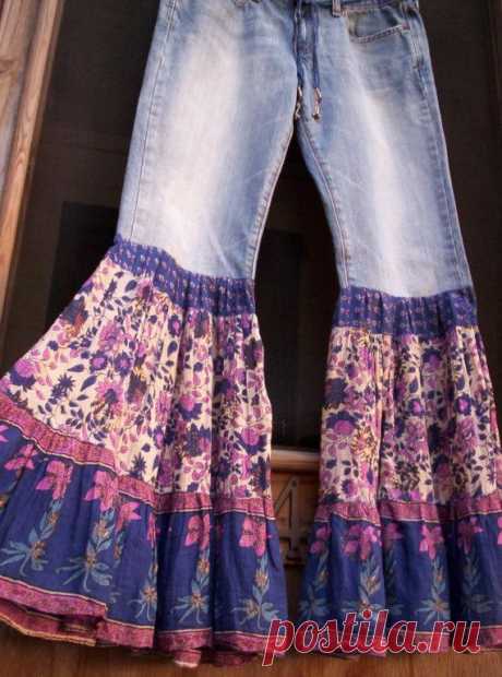 INDIA BELLS Hippie Bell Bottoms Jeans Pants Upcycled Boho
