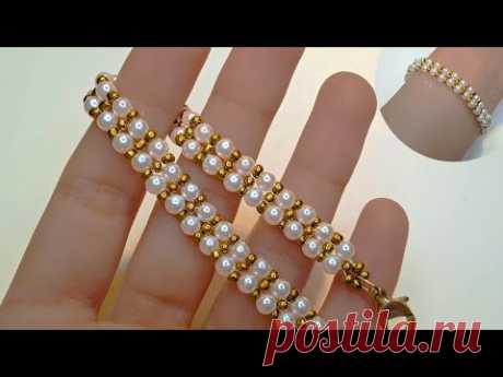 Seed Bead Jewelry Making Tutorials For Beginners/ DIY beaded bracelet/How to make pearl bracelet