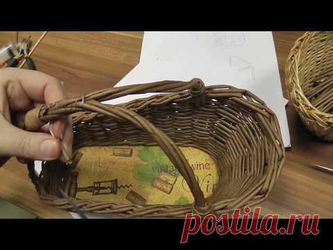 Необычная ручка для необычной корзины. Плетение из газетных трубочек