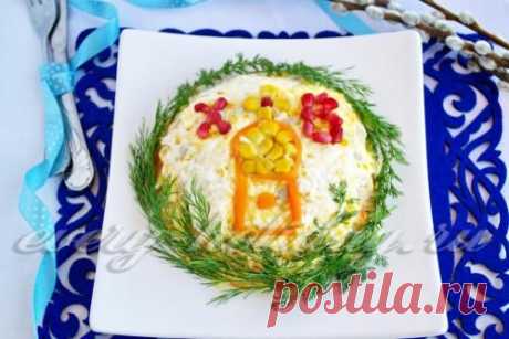Слоеный салат с жареной курицей: рецепт с фото