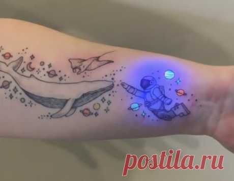 Мастер создает татуировки, которые становятся флуоресцентными под ультрафиолетовым светом: тренд покоряет социальные сети и сердца любителей тату . Милая Я