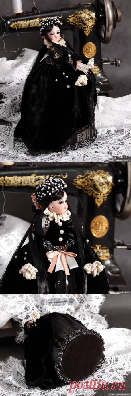 Half doll Игольница &quot;Королева Марго&quot; из серии Recycle / Антикварная / Бэйбики. Куклы фото. Одежда для кукол