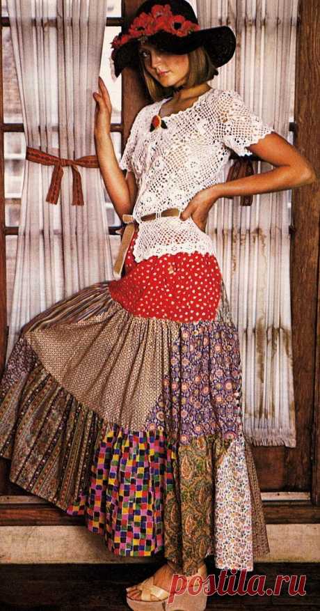 Vintage 1970s Sewing Pattern Peasant Gypsy Maxi Skirt Tiered Bias Swirl Digital…
