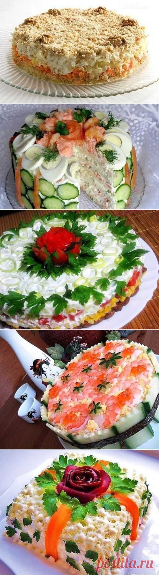 Подборка лучших рецептов салатов-тортов, которые всегда украсят Ваш праздничный стол !!!! | Готовим вместе
