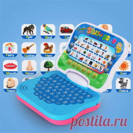 Cartoon multifunctional computer mini folding english learning machine music repeater educational toys for children Sale - Banggood.com
