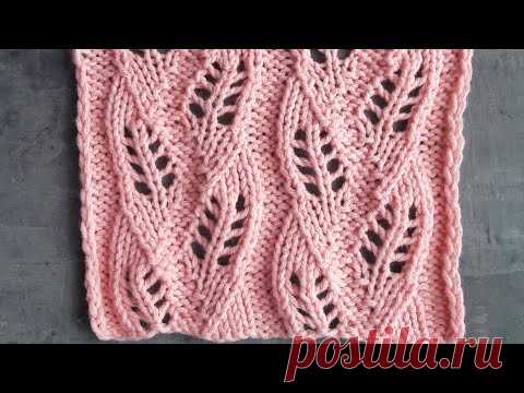 Дорожки из ажурных узких листьев / Узор спицами для вязания летних топов, джемперов, палантинов