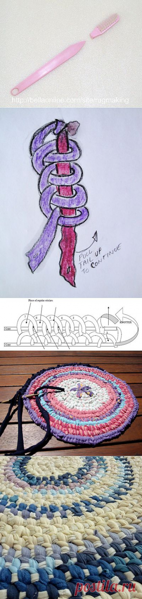 Toothbrush rugs - вязание &quot;иглой&quot; коврика.