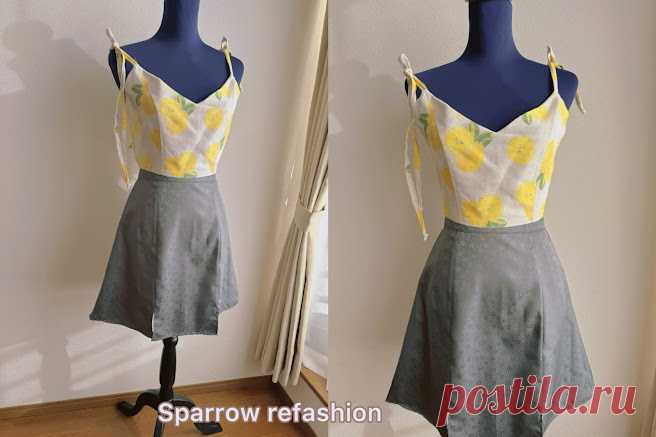 Double Slit Mini Skirt With Free PDF Pattern | Beginner Friendly - Sparrow Refashion: A Blog for Sewing Lovers and DIY Enthusiasts