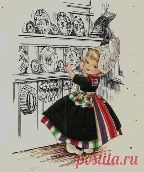 Vintage 5 Postcards DUTCH Children artist Frankie by Kruger set of five Holland. $15.00, via Etsy.