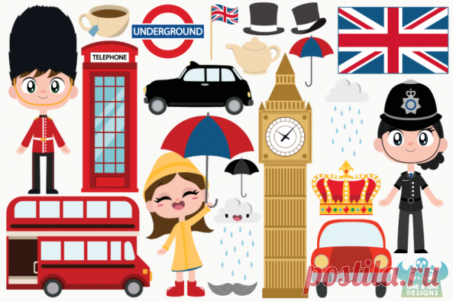 UK London Clipart, Instant Download Vector Art By Lime and Kiwi Designs | TheHungryJPEG.com