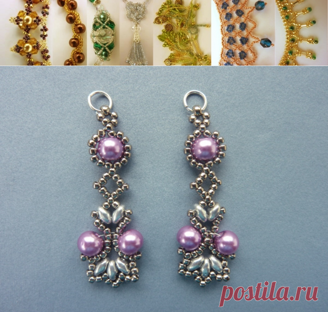 FREE beading pattern for Lotus Lace Earrings - BeadDiagrams.com