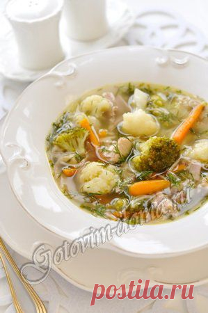 Рецепт: Суп из кролика с цветной капустой и брокколи