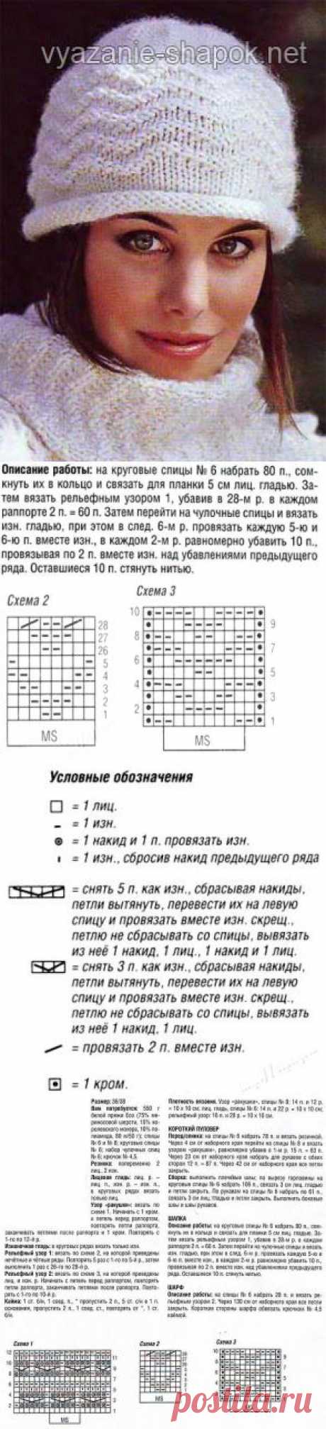 Женская шапка спицами с диагональным узором, схема | ВЯЗАНИЕ ШАПОК: женские шапки спицами и крючком, мужские и детские шапки, вязаные сумки