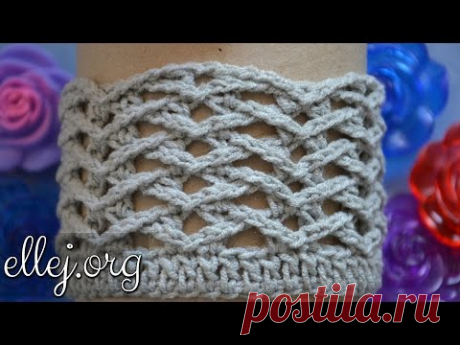 Ребристый узор крючком Чайки (по кругу). Seagulls crochet stitch