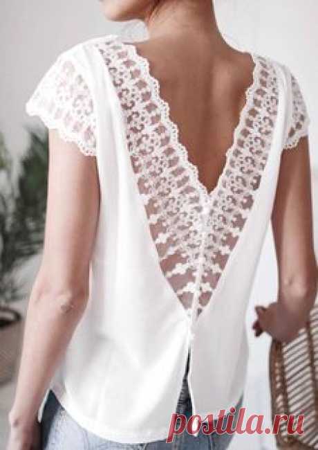 Solid Lace Splicing Backless Blouse 13.89 # #Blouses #womenfashion #dress #wedding #fashion #ootd #women #trends