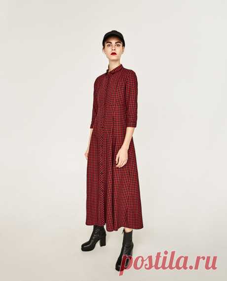 ПЛАТЬЕ - РУБАШКА В КЛЕТКУ-ПЛАТЬЯ-ЖЕНЩИНЫ | ZARA Российская Федерация