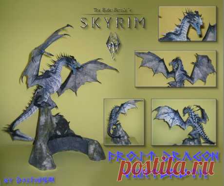 Frost Dragon - Viinturuth (Skyrim) Papercraft I've finally finished with my 2nd build of my Skyrim - Frost dragon paper model. (Yes technically its a wyvern ... take it up with Bethesda ) This one sports new textures and a new more stable base...