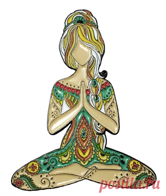 Yoga Girl Ornament Meditation Pose Vector de stock (libre de regalías) 1851813820