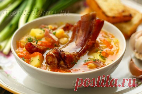 Суп гороховый с копчеными ребрышками: пошаговый рецепт с фото