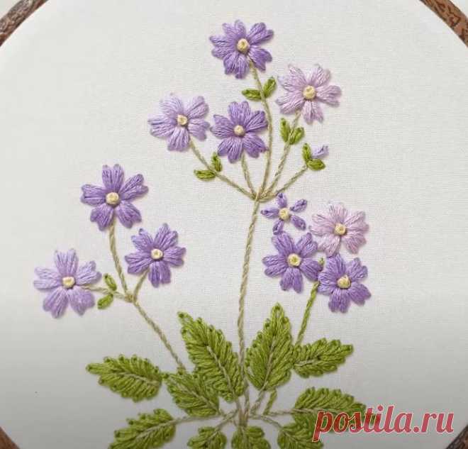 Вышивка мелких цветочков декоративными швами | Креаликум
