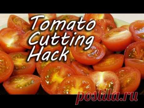 How to Cut Tomatoes Like a Ninja - Cooking Hack - YouTube