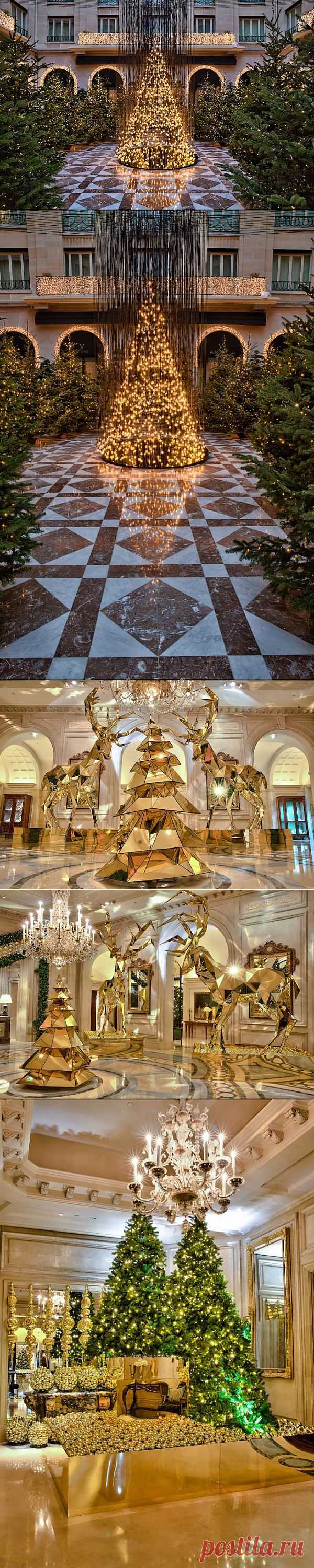 Electric Light Bulb Christmas Tree and Gold Reindeer in Paris - My Modern Metropolis