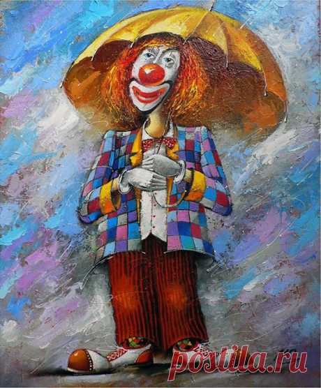 The symbol of the circus - clowns - paintings by Yuri Matsik - ego-alterego.com
