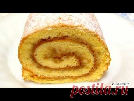 Сладкий #РУЛЕТ с Яблоками Нежный Бисквитный РУЛЕТ#Рецепт