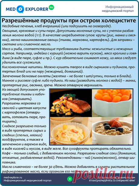 Разрешенные продукты при остром холецистите