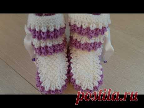 Носки-ботинки для девочек от 4 до 6 дет | вязание  спицами