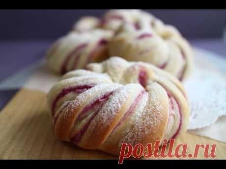 Spiral Bread(Purple Yam paste ) うずまきパン♪ぐるぐるねじって～