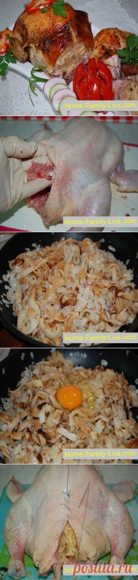 Курица фаршированная блинами - пошаговый фоторецепт -