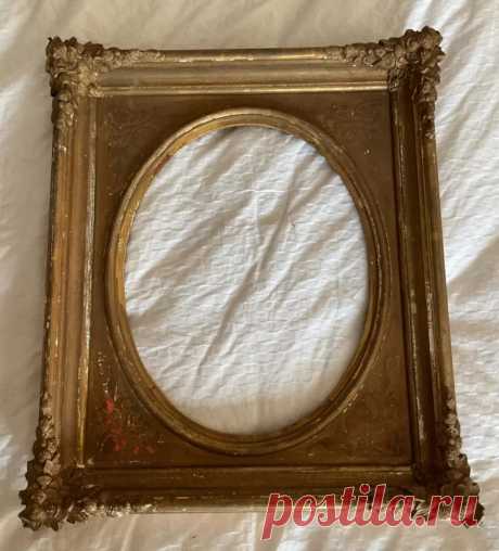 Vtg antique Gilt Gesso Gold Oval Wooden picture Frame Rectangular MCM Regency | eBay