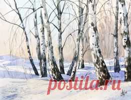 The birch-trees in winter by mashami on DeviantArt