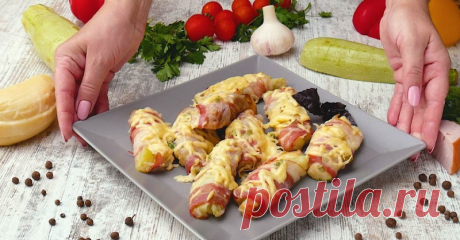 Кабачки в беконе с чесноком и сыром — Sloosh – кулинарные рецепты