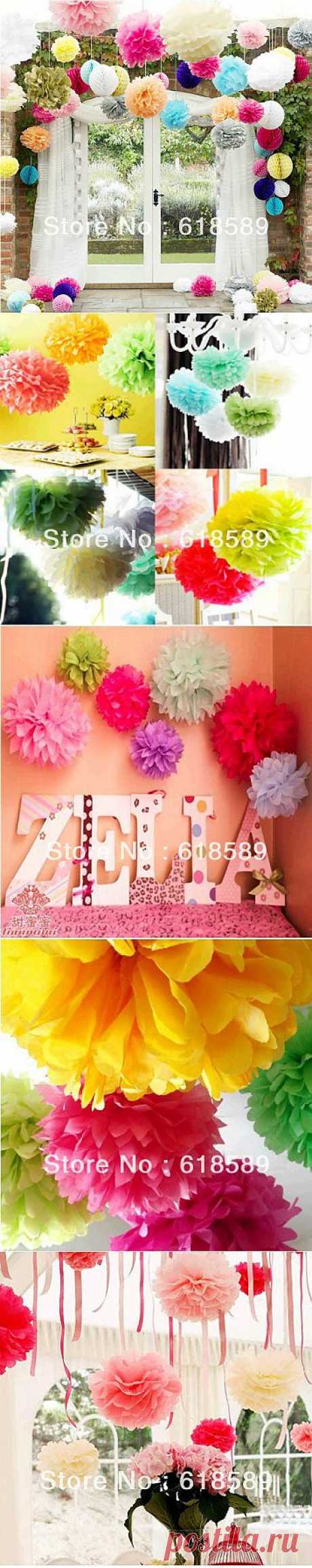 craft paper supplies Picture - More Detailed Picture about Free Shipping 15 pcs 25cm(10inch) Tissue Paper Pom Poms Wedding Party Decor Craft Paper Flower For Wedding Decoration Picture in from Professional Balloon World .