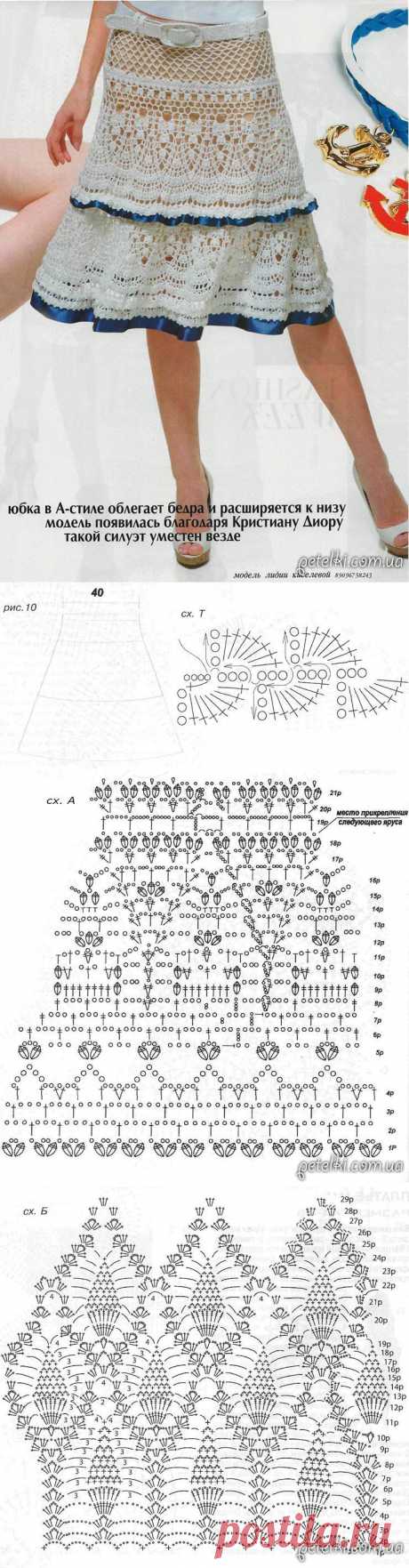 Вяжем крючком. Юбка ярусами. Описание, схемы