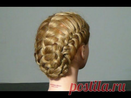 Прическа на средние волосы с плетением. Braided hairstyle tutorial