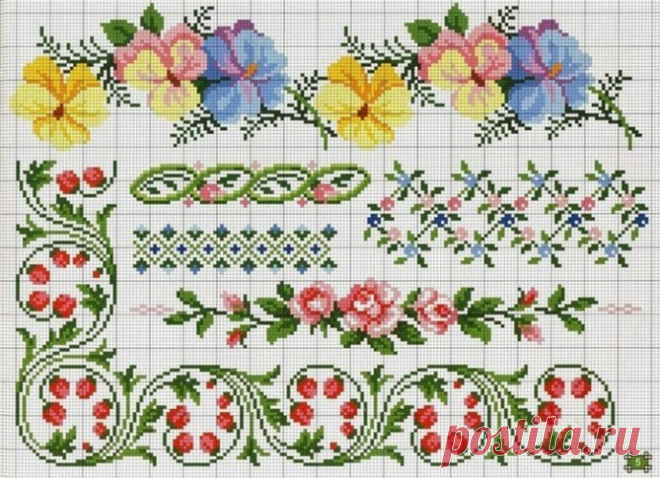 Вышивка, бордюры, узоры, миниатюры