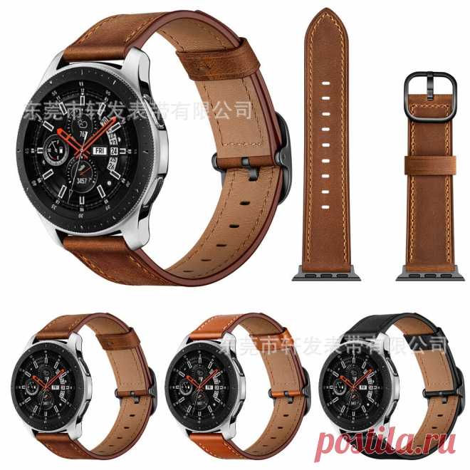 Bakeey 22mm First Layer Genuine Leather Replacement Strap Smart Watch Band for S - US$13.99