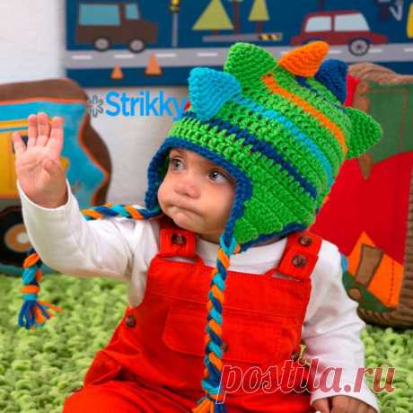 Шапочка «Динозавр» для малыша от Salena Baca вязаная крючком | Strikky.ru