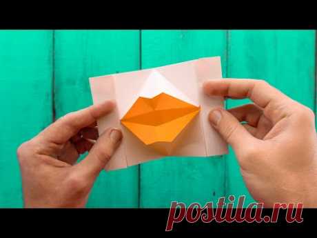 How to make a paper Kissing Lips. Origami Mouth